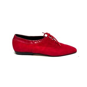 Elegant Red Women's Lace-Up Flats